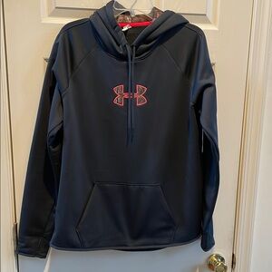 Under Armour Dark Hoodie with Pink Emblem - Size XL